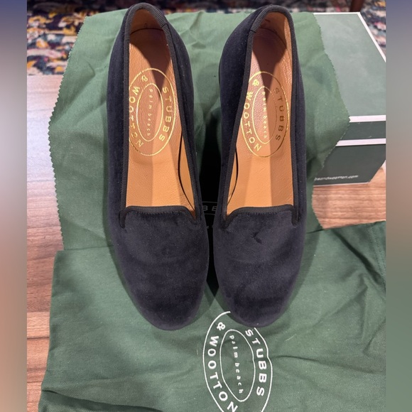 Stubbs & Wootton NIB Classic Black Velvet Slippers/Loafers size 9.5 - Picture 5 of 8